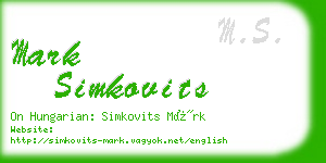 mark simkovits business card